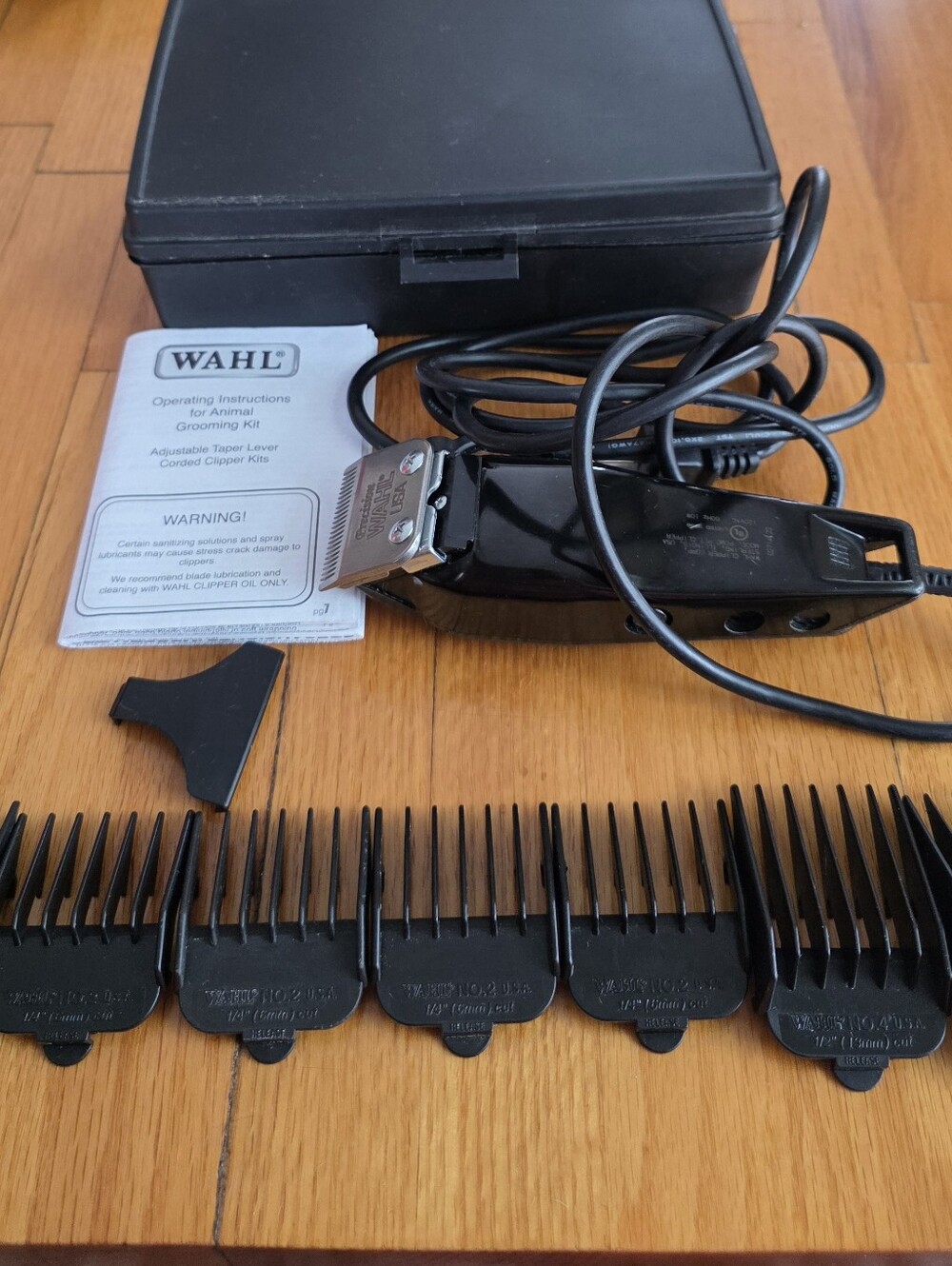 Wahl Black Corded Hair/Animal Clipper with Multiple Black Guide Combs